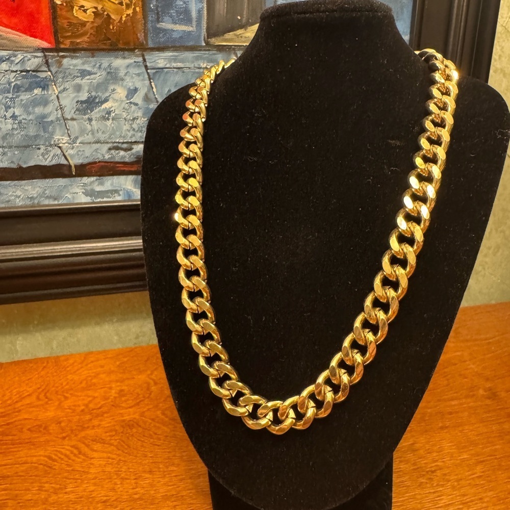 Chunky Gold Cuban Chain Necklace - Bold Cuban Link - Picture 1 of 6